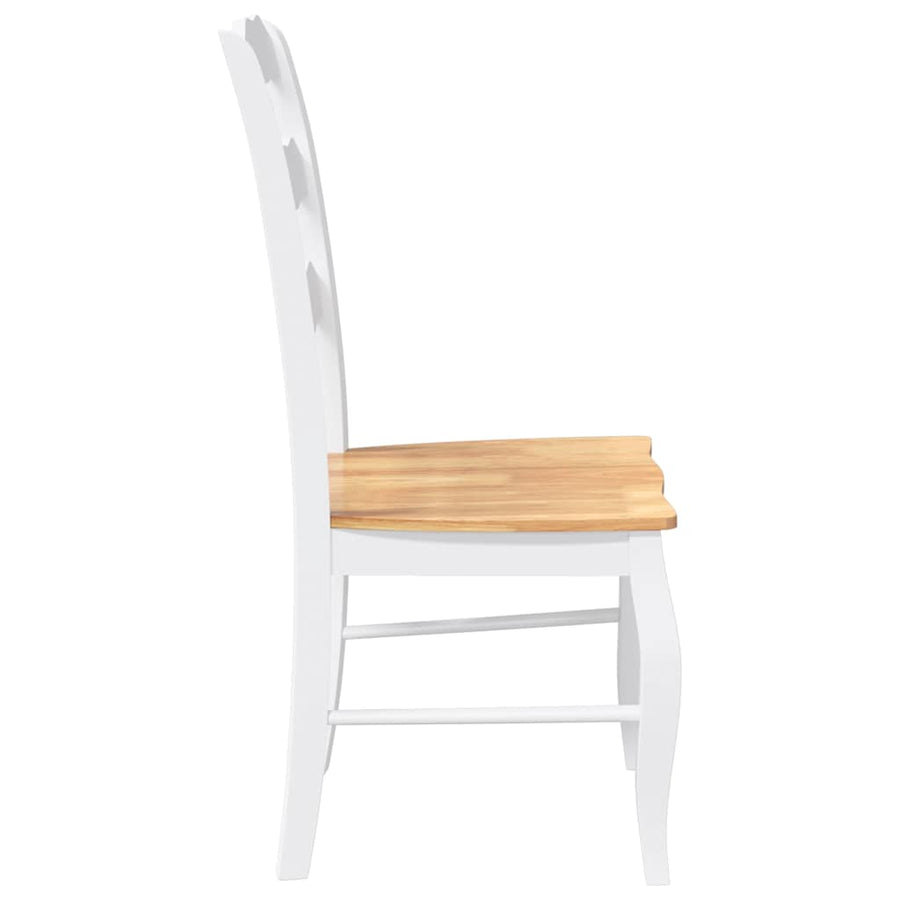 Eetkamerstoelen 2 stuks Wit Massief Hout Rubber