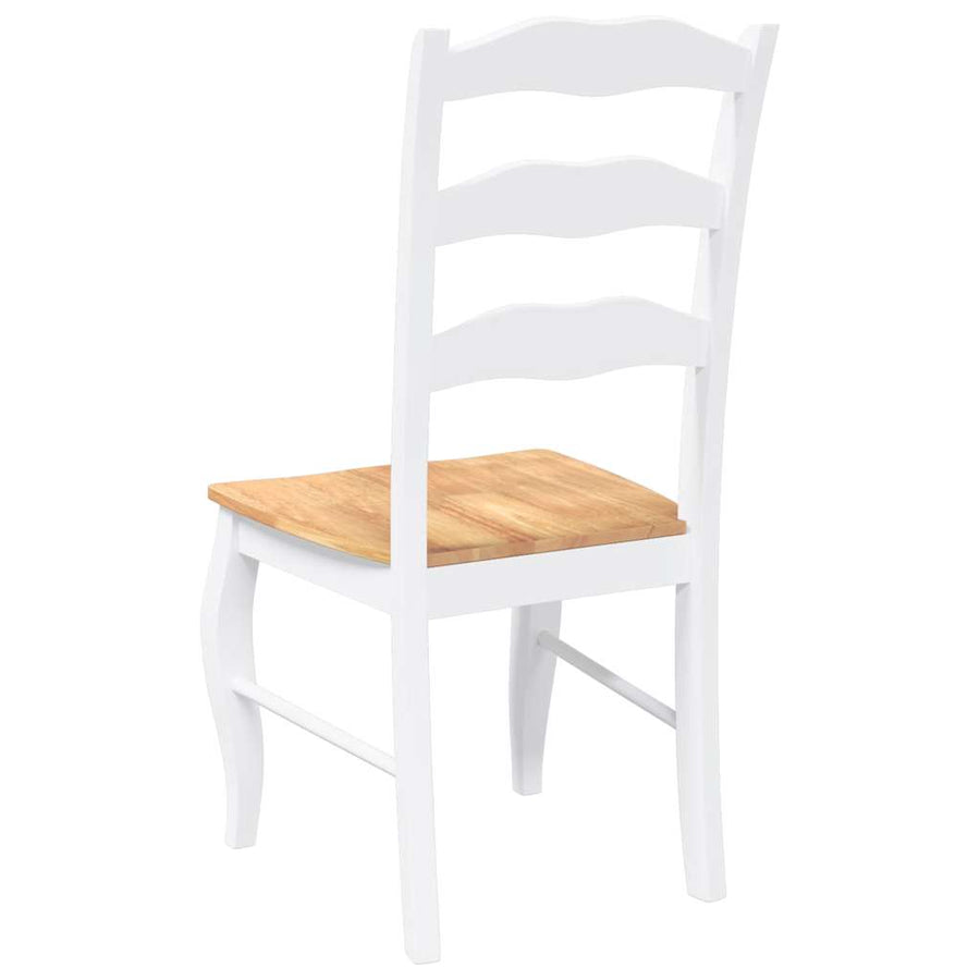 Eetkamerstoelen 2 stuks Wit Massief Hout Rubber