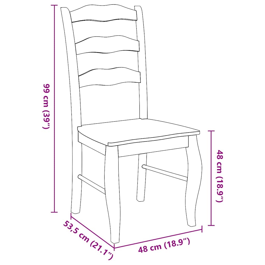 Eetkamerstoelen 2 stuks Wit Massief Hout Rubber