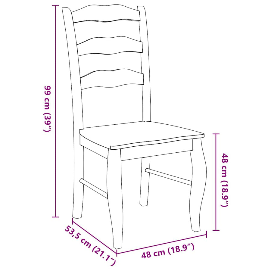 Eetkamerstoelen 2 stuks Wit Massief Hout Rubber