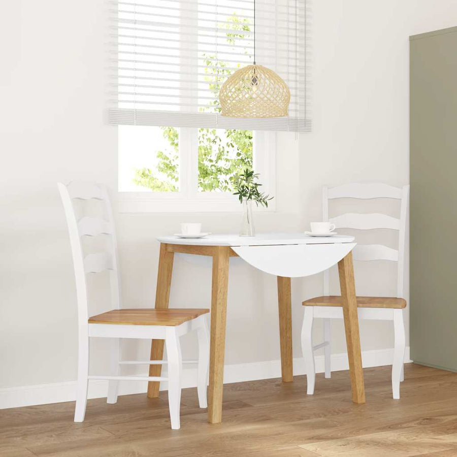 Eetkamerstoelen 2 stuks Wit Massief Hout Rubber