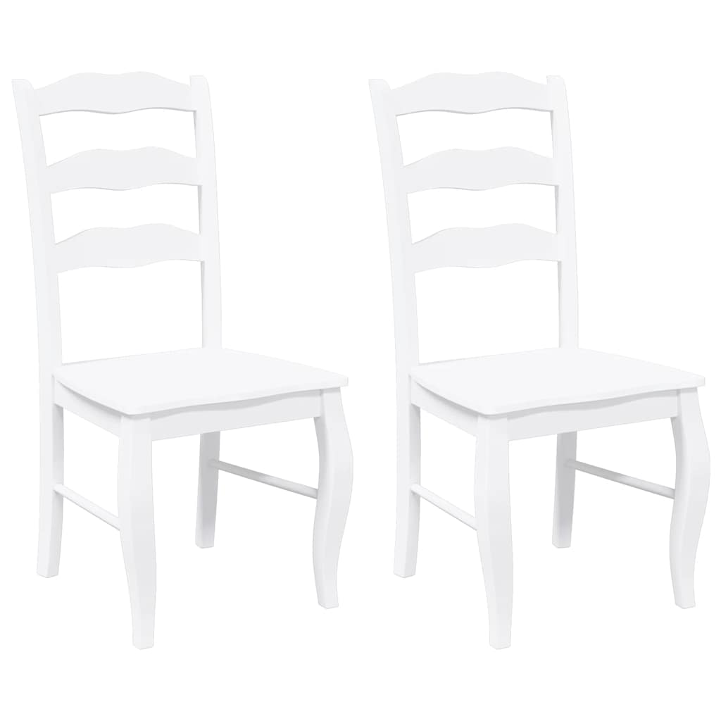 Eetkamerstoelen 2 stuks Wit Massief Hout Rubber