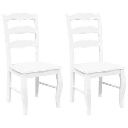 Eetkamerstoelen 2 stuks Wit Massief Hout Rubber