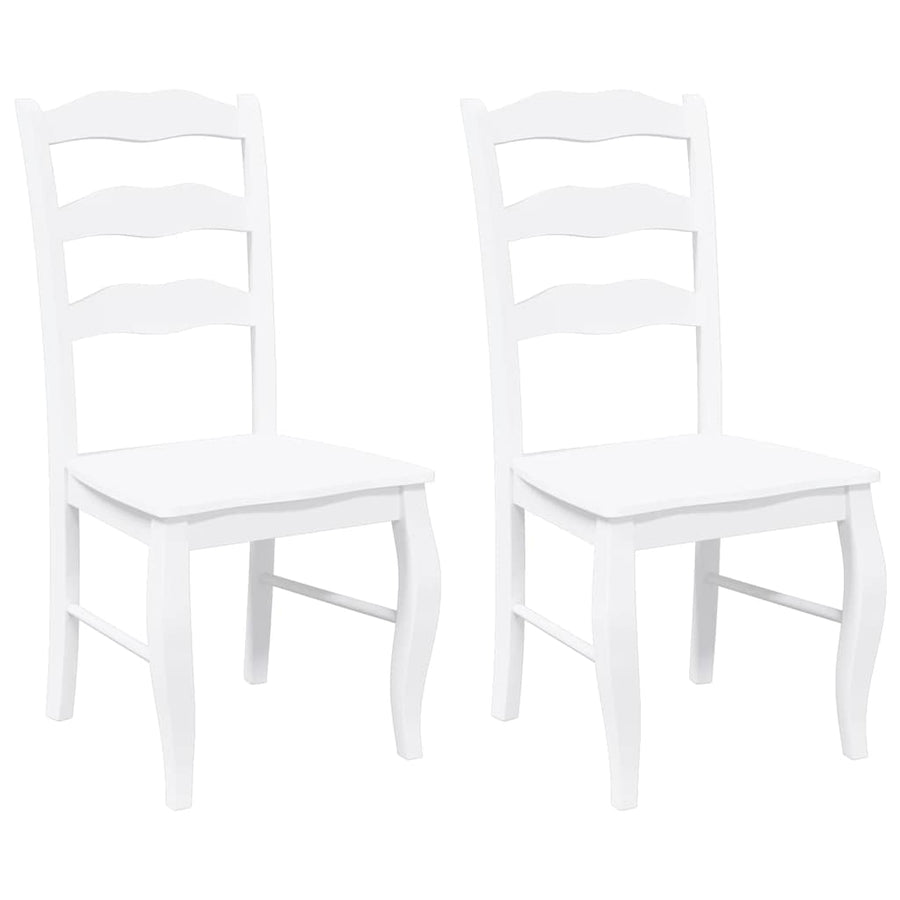 Eetkamerstoelen 2 stuks Wit Massief Hout Rubber