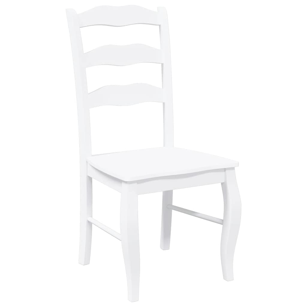 Eetkamerstoelen 2 stuks Wit Massief Hout Rubber