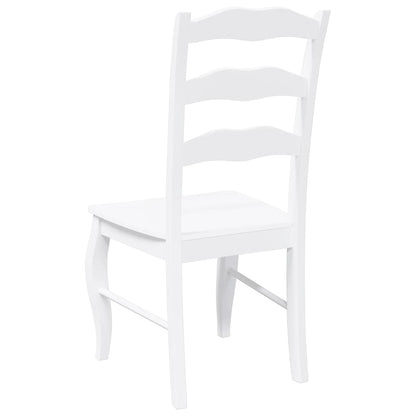 Eetkamerstoelen 2 stuks Wit Massief Hout Rubber