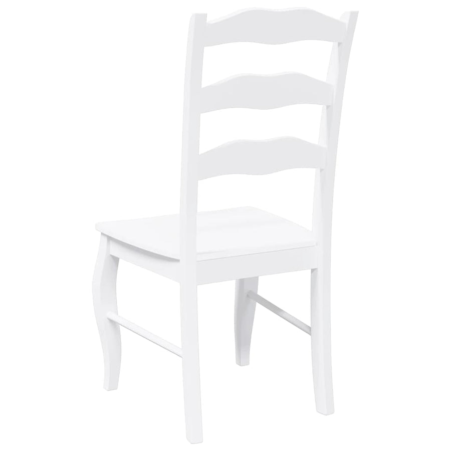 Eetkamerstoelen 2 stuks Wit Massief Hout Rubber