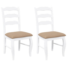 Eetkamerstoelen met kussens 2 stuks wit massief hout rubber