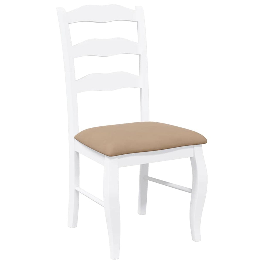 Eetkamerstoelen met kussens 2 stuks wit massief hout rubber