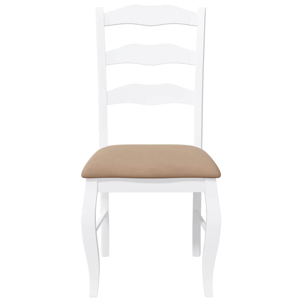 Eetkamerstoelen met kussens 2 stuks wit massief hout rubber