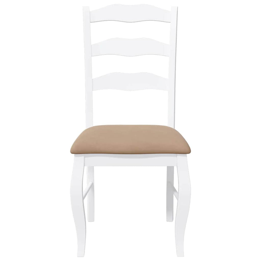 Eetkamerstoelen met kussens 2 stuks wit massief hout rubber