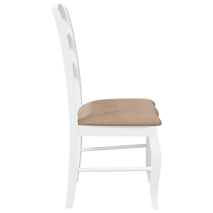 Eetkamerstoelen met kussens 2 stuks wit massief hout rubber