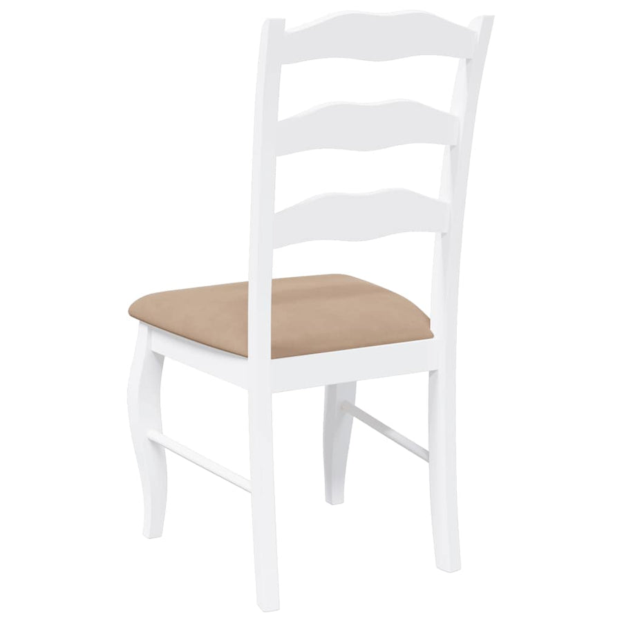Eetkamerstoelen met kussens 2 stuks wit massief hout rubber