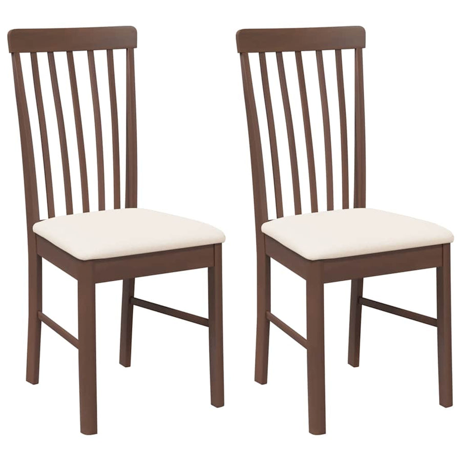 Eetkamerstoelen met kussens 2 st massief hout rubber bruin