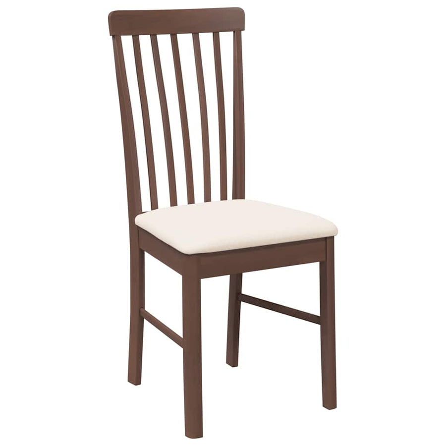 Eetkamerstoelen met kussens 2 st massief hout rubber bruin