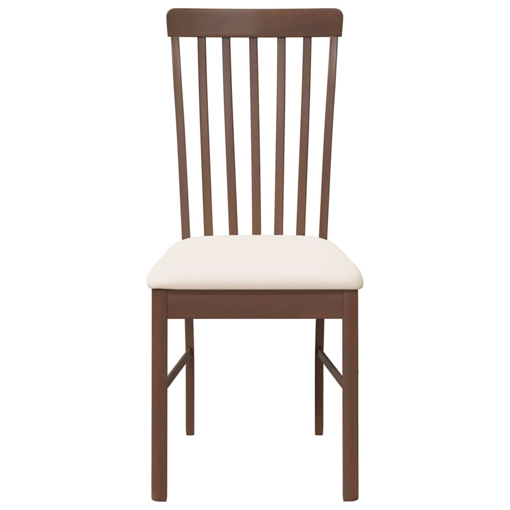 Eetkamerstoelen met kussens 2 st massief hout rubber bruin