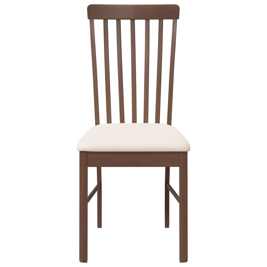 Eetkamerstoelen met kussens 2 st massief hout rubber bruin