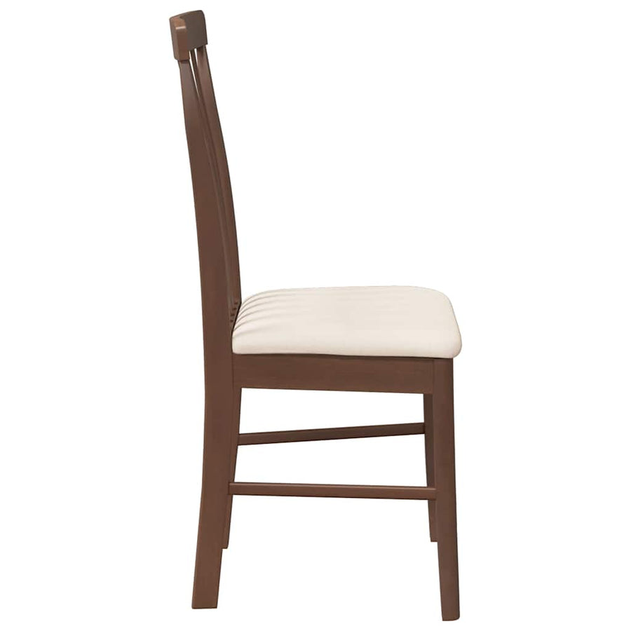 Eetkamerstoelen met kussens 2 st massief hout rubber bruin