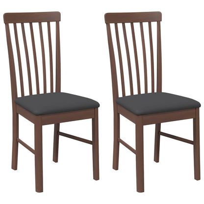 Eetkamerstoelen met kussens 2 st massief hout rubber bruin