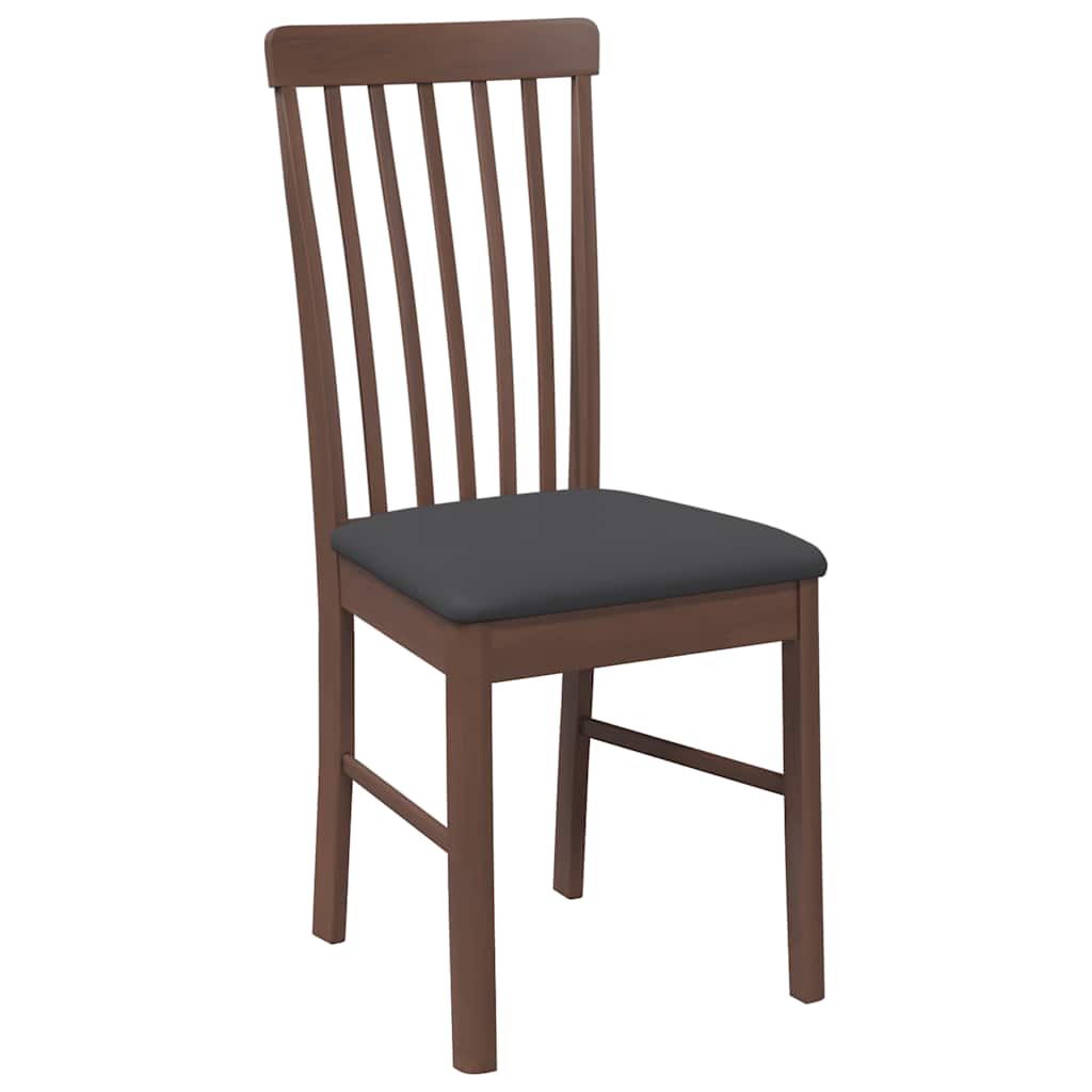 Eetkamerstoelen met kussens 2 st massief hout rubber bruin