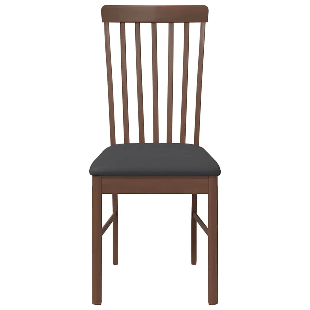 Eetkamerstoelen met kussens 2 st massief hout rubber bruin