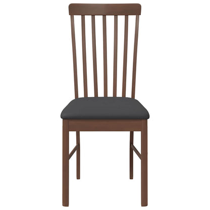 Eetkamerstoelen met kussens 2 st massief hout rubber bruin