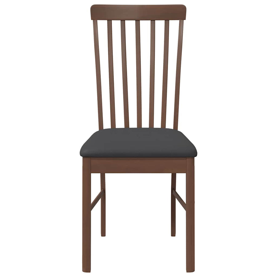 Eetkamerstoelen met kussens 2 st massief hout rubber bruin
