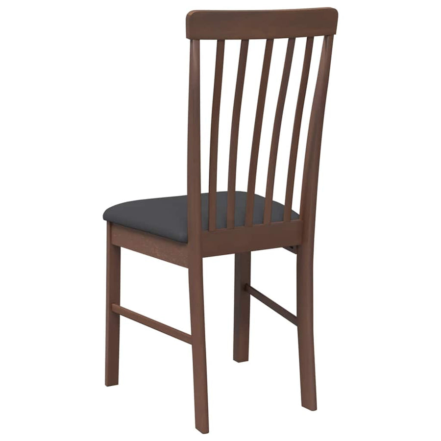 Eetkamerstoelen met kussens 2 st massief hout rubber bruin
