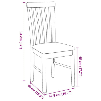 Eetkamerstoelen met kussens 2 st massief hout rubber bruin