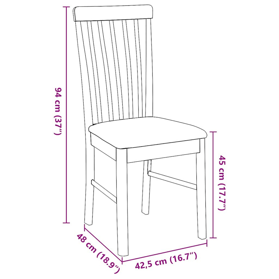 Eetkamerstoelen met kussens 2 st massief hout rubber bruin
