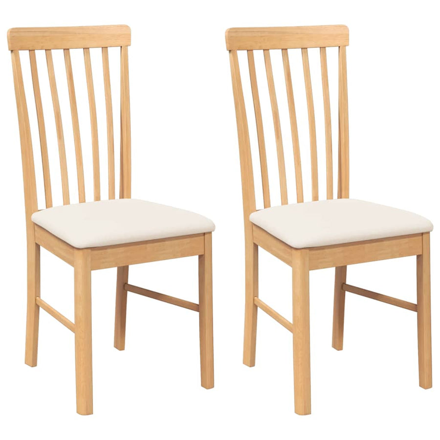 Eetkamerstoelen met kussens 2 st massief hout rubber