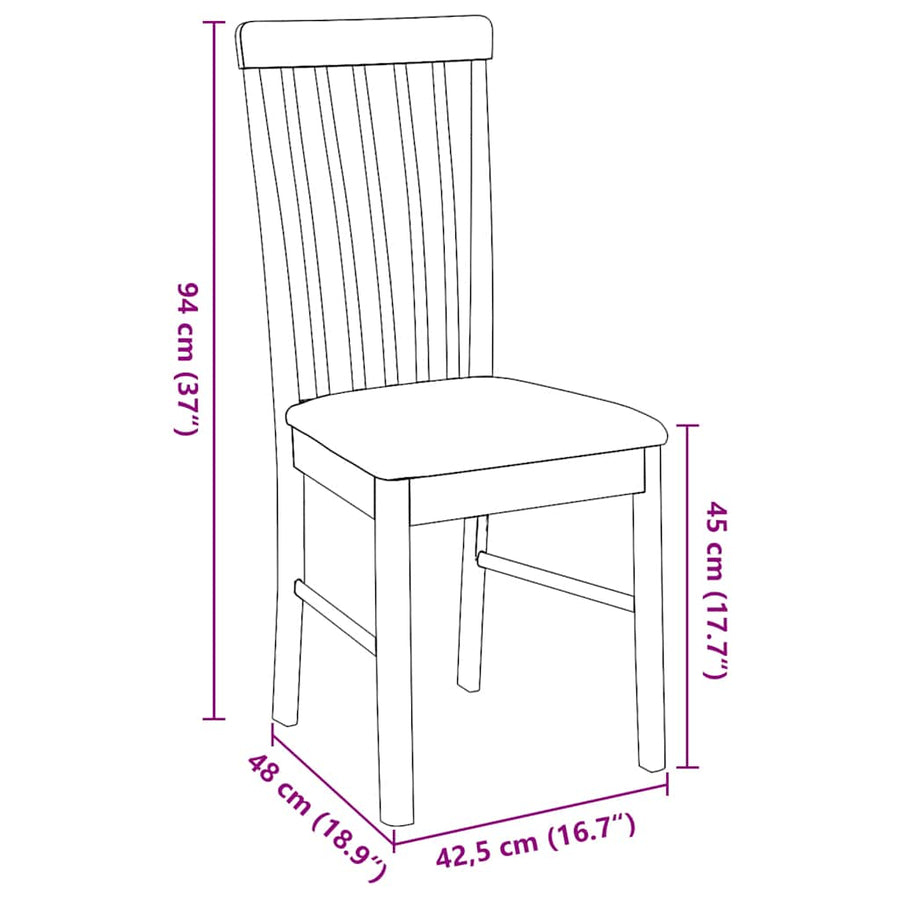 Eetkamerstoelen met kussens 2 st massief hout rubber