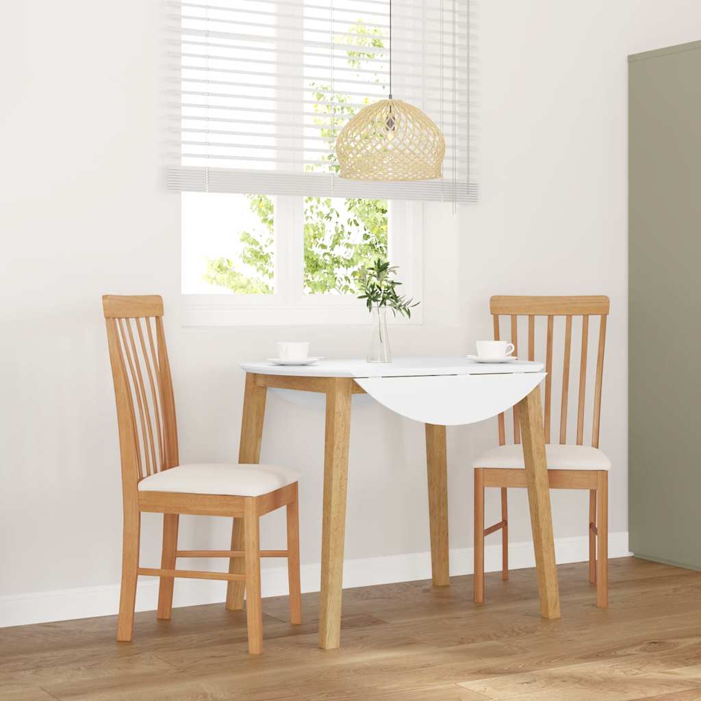 Eetkamerstoelen met kussens 2 st massief hout rubber