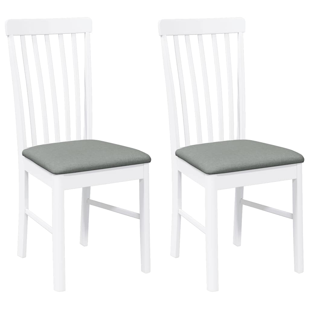 Eetkamerstoelen met kussens 2 st massief hout rubber wit