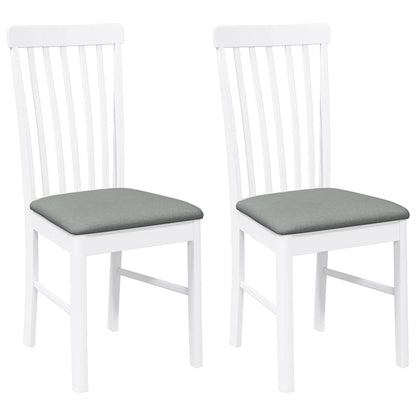 Eetkamerstoelen met kussens 2 st massief hout rubber wit