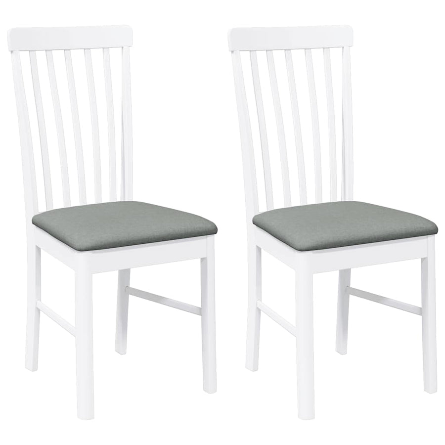 Eetkamerstoelen met kussens 2 st massief hout rubber wit