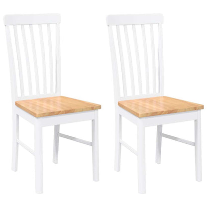 Eetkamerstoelen met kussens 2 st massief hout rubber wit