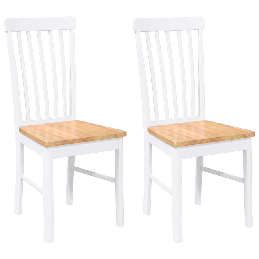 Eetkamerstoelen met kussens 2 st massief hout rubber wit