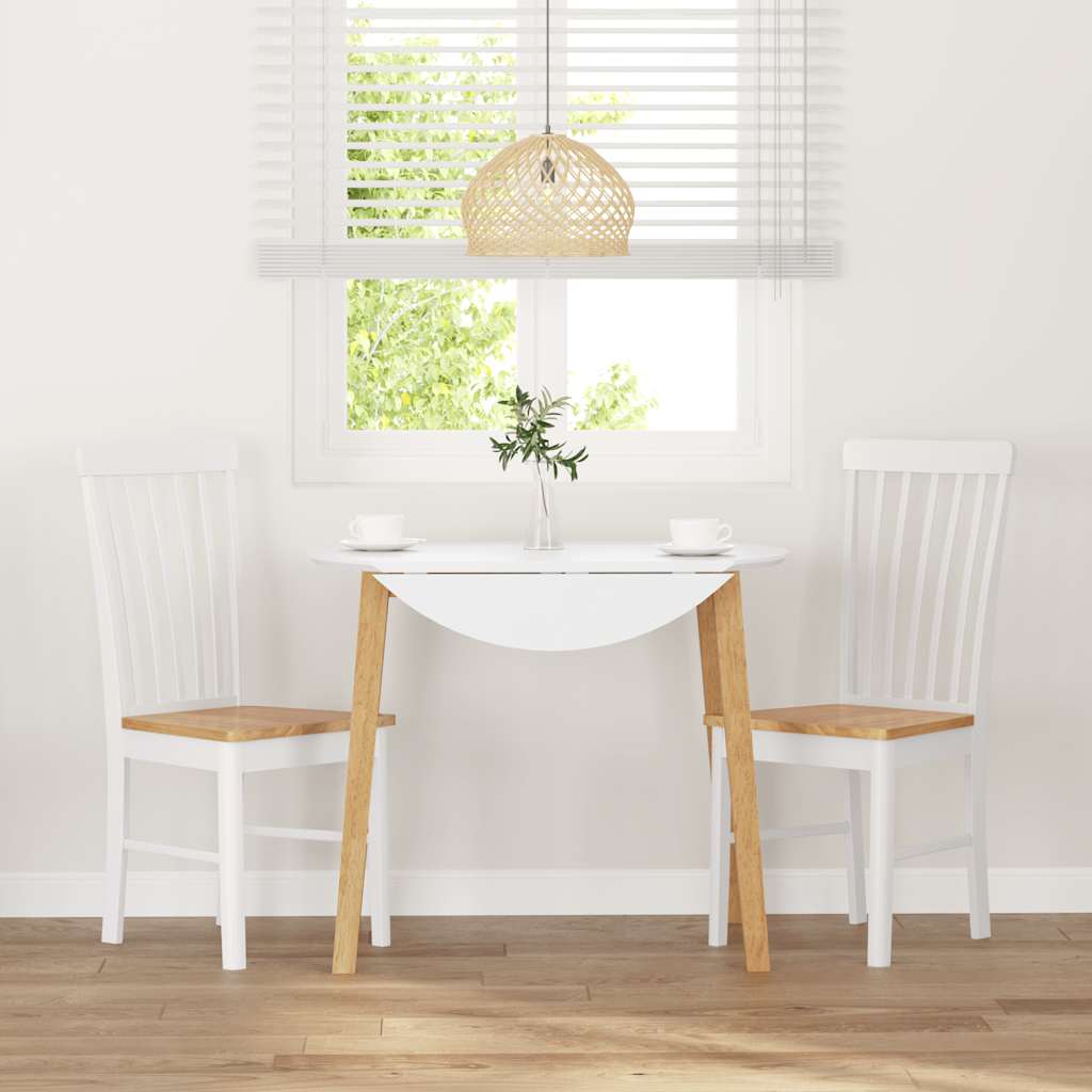 Eetkamerstoelen met kussens 2 st massief hout rubber wit