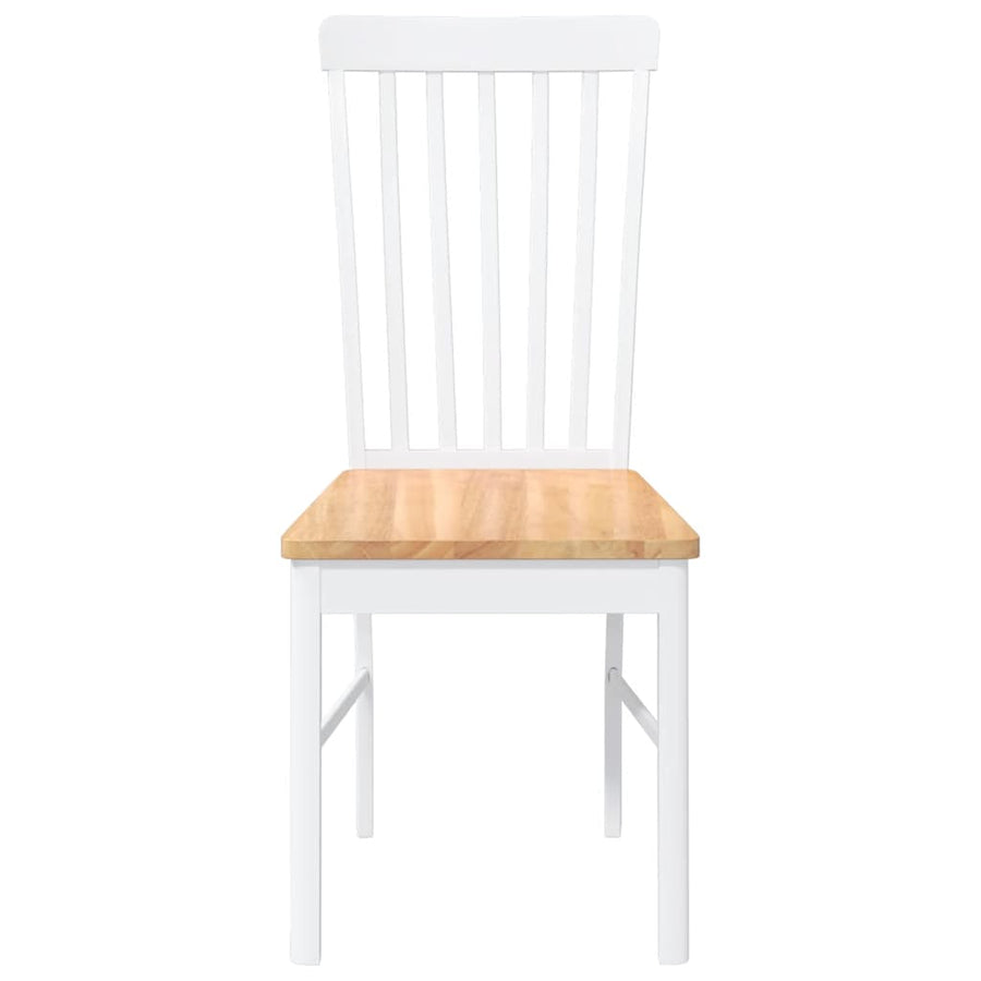 Eetkamerstoelen met kussens 2 st massief hout rubber wit