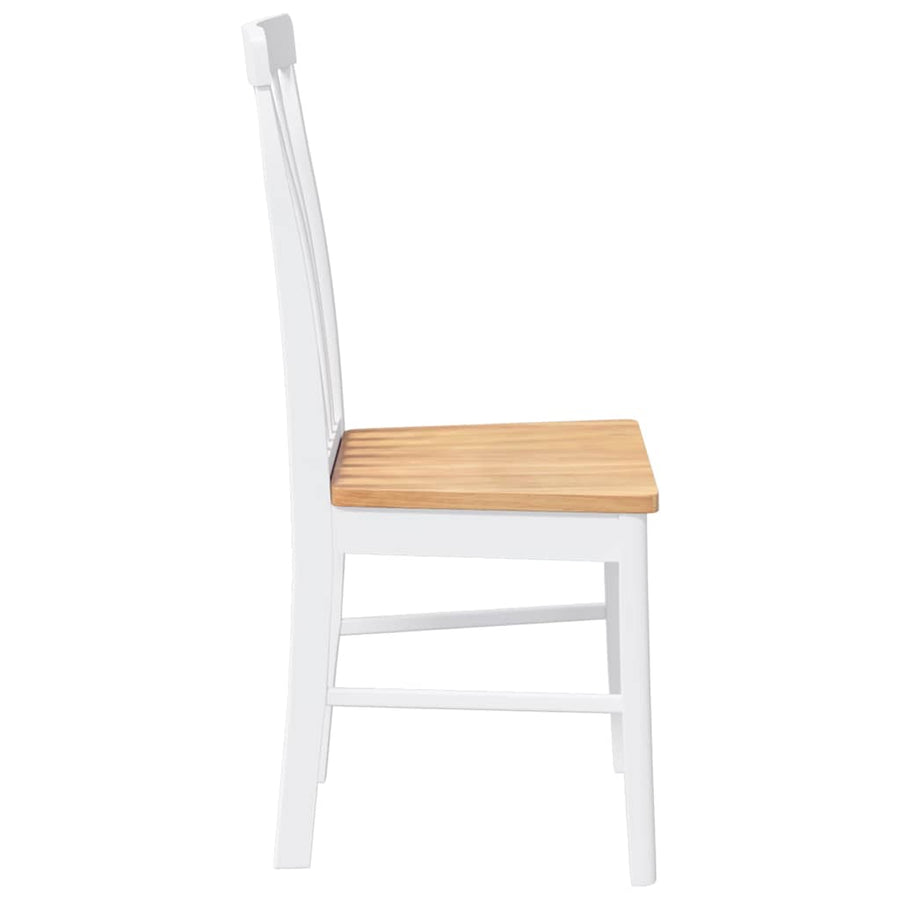 Eetkamerstoelen met kussens 2 st massief hout rubber wit