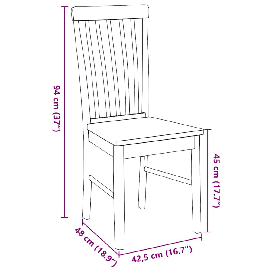 Eetkamerstoelen met kussens 2 st massief hout rubber wit