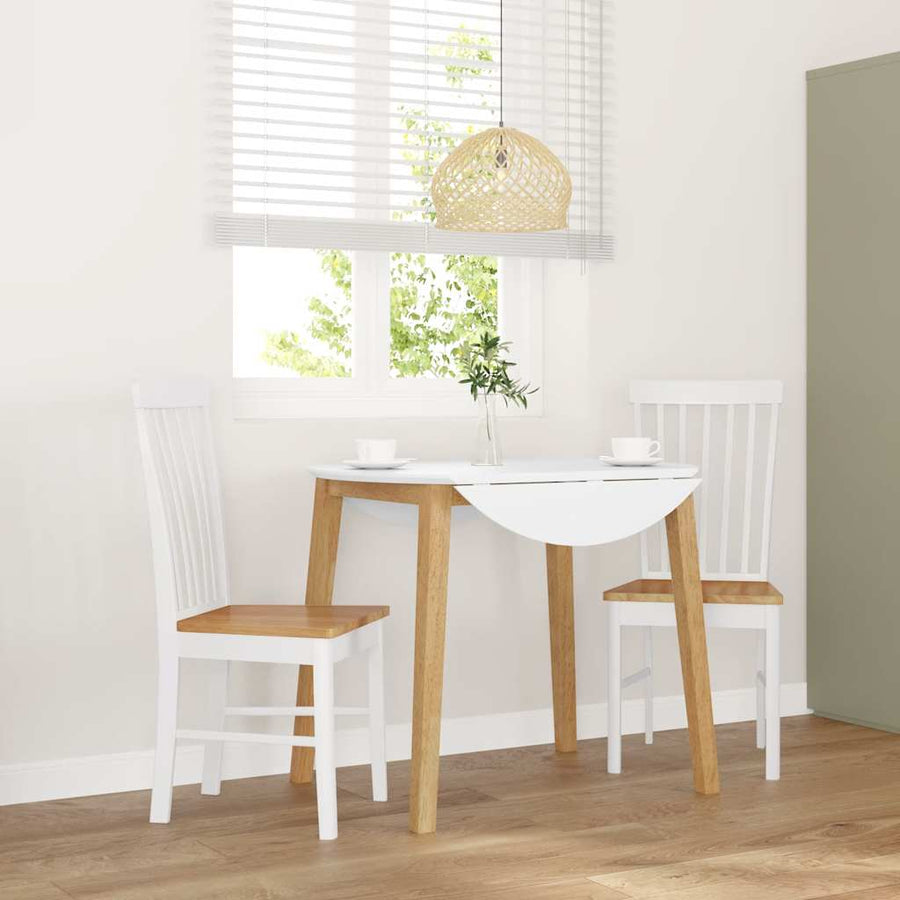 Eetkamerstoelen met kussens 2 st massief hout rubber wit