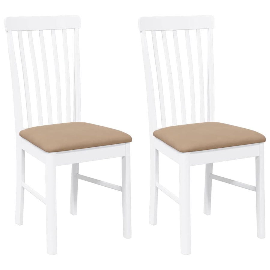 Eetkamerstoelen met kussens 2 st massief hout rubber wit