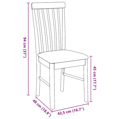 Eetkamerstoelen met kussens 2 st massief hout rubber wit