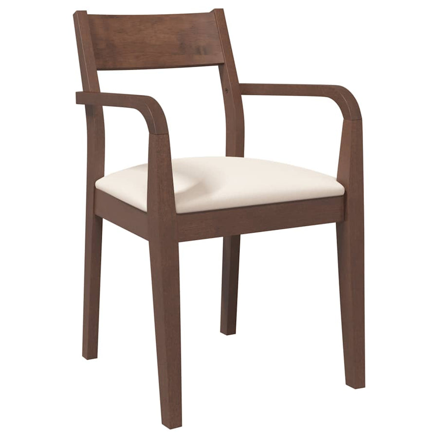 Eetkamerstoelen met kussens 2 st massief hout rubber bruin