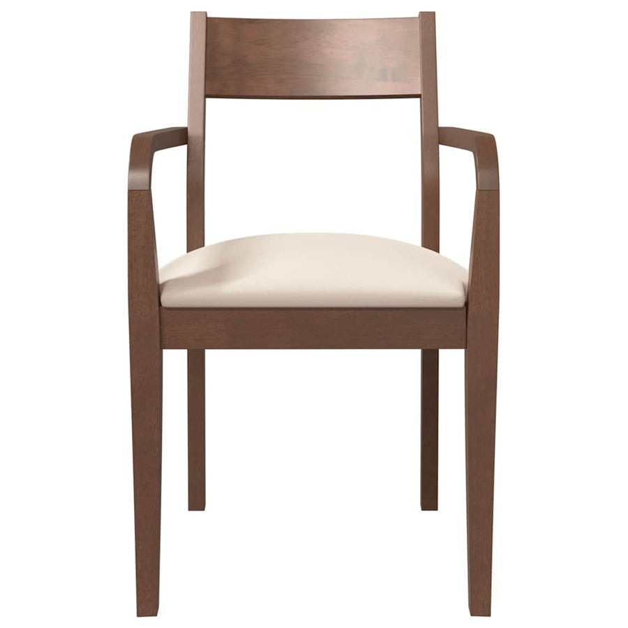 Eetkamerstoelen met kussens 2 st massief hout rubber bruin