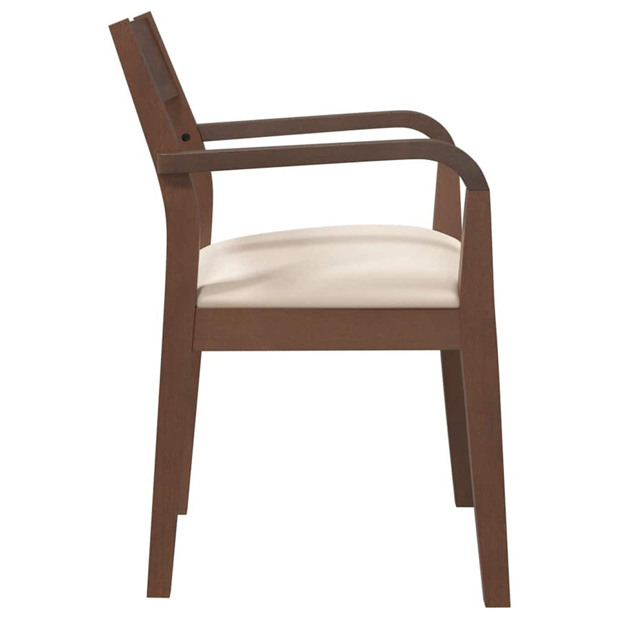 Eetkamerstoelen met kussens 2 st massief hout rubber bruin