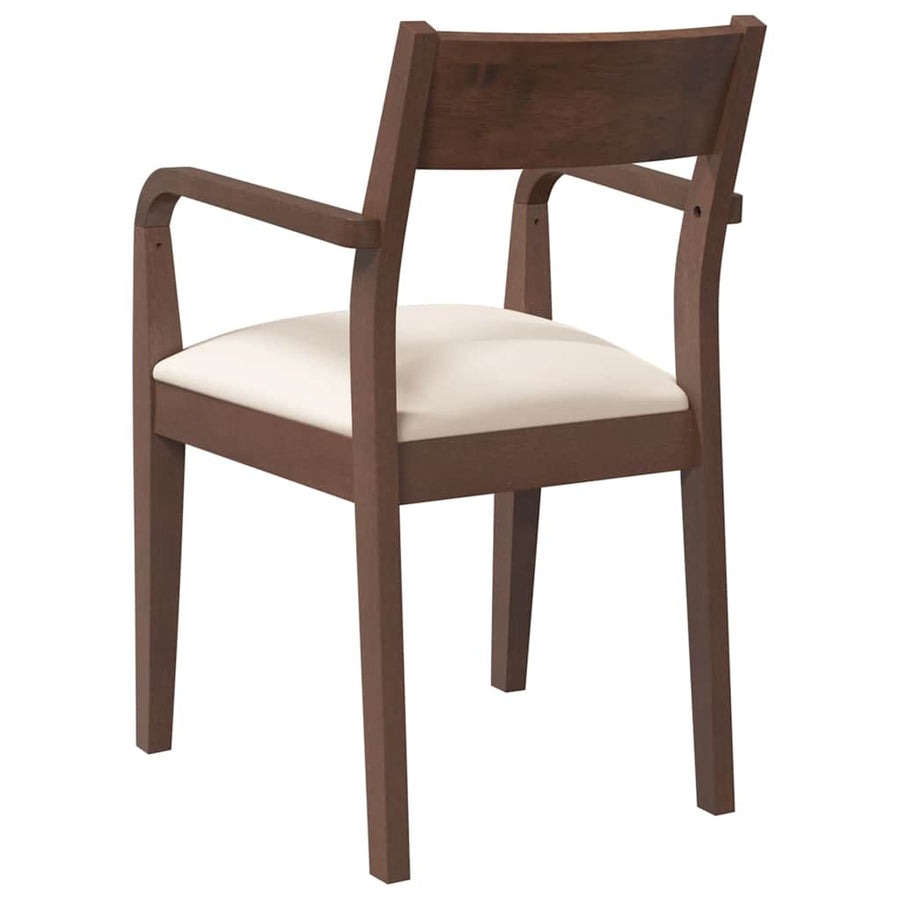 Eetkamerstoelen met kussens 2 st massief hout rubber bruin