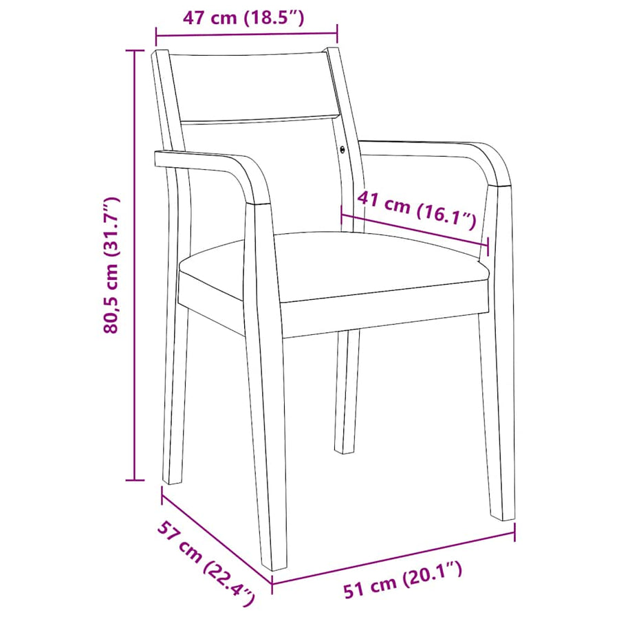 Eetkamerstoelen met kussens 2 st massief hout rubber bruin
